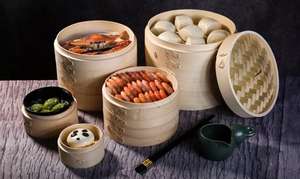 Umwelt freundliches benutzer definiertes Logo Gesundes Kochen Knödel Dim Sum Bambus dampfer mit 2 Tier Korb und Deckel - Product Image 6