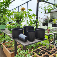 Pots de Pépinière Ronds en Plastique de 1, 3, 5, 7, 10, 15, 25 Gallons, Grands Jardinières Extérieures pour Fleurs, Plantes et Arbres