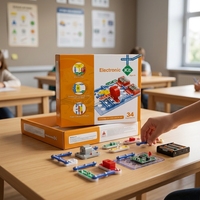 Kit d'électronique STEM pour expériences, 34 pièces, à assembler, jouet éducatif scientifique, sans soudure, à partir de 8 ans