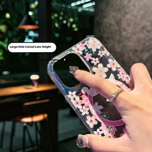 Étui de téléphone portable magnétique Floral Laser Sense avancé pour iPhone 16 15Pro Max 14Pro Realme Google et TCL étui de protection - Product Image 4