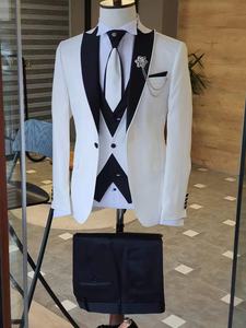 Trajes blancos de alta calidad <span class=keywords><strong>para</strong></span> esmoquin de boda, ropa de <span class=keywords><strong>novio</strong></span>, solapa con visera negra, padrinos de boda, disfraz blanco de 3 uds, Mariage Homme <span class=keywords><strong>2022</strong></span> - Product Image 2