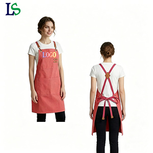 Tablier de travail imperméable en toile rouge brique pour barista, chef, cuisine, <span class=keywords><strong>café</strong></span>, salon de coiffure, bar, avec logo personnalisé, rouge corail - Product Image 1