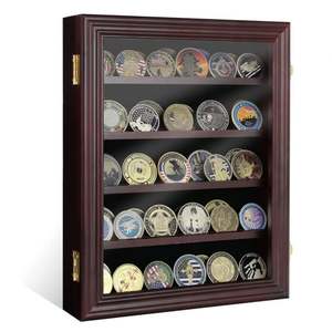 Factory Wholesale Black Challenge Coin <b>Display</b> Wood Wall Mount Cabinet Collection Challenge Coin <b>Display</b> <b>Case</b> - Product Image 1