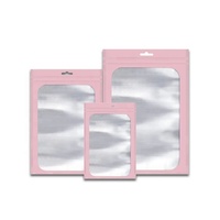 Pochette rose à fermeture éclair, sac anti-odeur refermable, sacs en Mylar avec fenêtre pour bijoux, bonbons, cadeaux, emballage pour petites entreprises