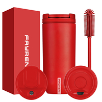 Gobelet isotherme en acier inoxydable avec logo personnalisé, revêtement en poudre, double paroi, mug de voyage pour café avec couvercle