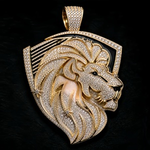 Pendentif personnalisé spécial en moissanite VVS, plaqué or, argent sterling 925, passe le test du diamant, pendentif lion, hip-hop, unisexe - Product Image 1