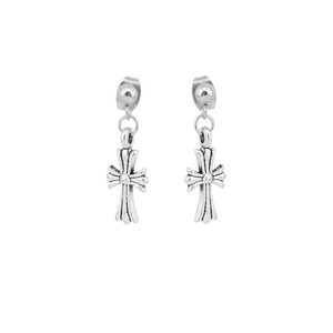 Boucles d'oreilles clous croix simples de luxe léger 2026, design de niche populaire, unisexe, en acier inoxydable, bijoux tendance, vente en gros - Product Image 3