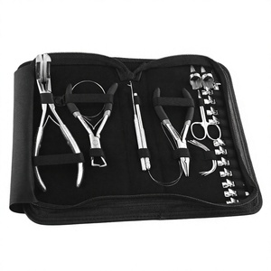 Wholesale Silver Hair extension <b>tool</b> kit includes Microbeads crimping and Remover <b>plier</b> also 2pcs Parting Finger and 1 Scissor - Product Image 1