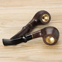 MUXIANG 3 en 1 Pipe à tabac en bois d'ébène naturel de qualité supérieure porte-Cigarette avec bol en laiton avec embout en bois wengen