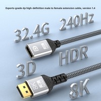Kabel Ekstensi 8K untuk 1.4 Male to Female Konduktor Tembaga Jaket Paduan Aluminium 4K 144Hz Adaptor PC