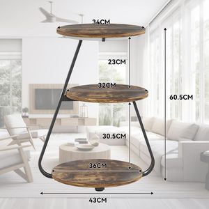 Tavolino da Caffè Moderno con Luci LED a 3 Colori, Ripiani di Stoccaggio a 3 Livelli, Struttura in Acciaio e Piano in Legno, Design Pieghevole - Set per Soggiorno e Camera da Letto - Product Image 2