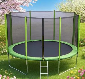 Nouveau design de trampolines pour adultes et enfants Trampoline rond vert de fitness avec filet pour enfants - Product Image 1