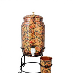 Distributeur d'eau en cuivre émaillé avec couvercle et robinet, style vintage, pour la maison et les hôtels, bienfaits pour la santé - Product Image 1
