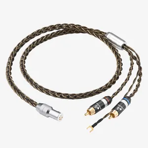 ATAUDIO-Cable de Audio con conector de tierra, Conector de pala, Conector de Audio, Tonearm, RCA 5 pin DIN xlr U/Y, chapado en plata con blindaje