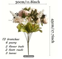 Bouquet de fleurs artificielles en soie multicolores européennes pour la décoration de la maison et des mariages