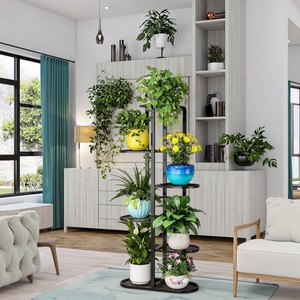 <span class=keywords><strong>Support</strong></span> carré en métal pour pots <span class=keywords><strong>de</strong></span> fleurs d'intérieur en fer forgé <span class=keywords><strong>avec</strong></span> étagères pour balcon pour la maison, le jardin et le sol. - Product Image 2