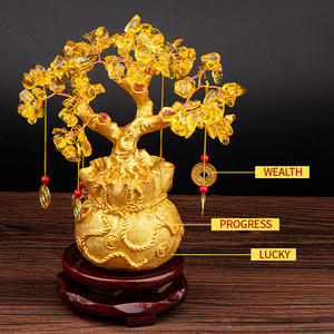 Nueva llegada resina decoración madera maciza Base Feng Shui dinero árbol cristal dinero árbol estatuilla - Product Image 4