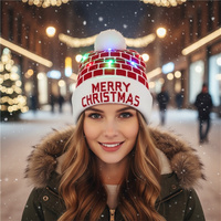 Professionale decorazioni natalizie a maglia LED luce natale berretto lavorato a maglia cappello a maglia disponibile per il commercio all'ingrosso