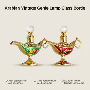 Lampada Genio Araba Vintage in Vetro con Contagocce Dorato |   Flacone Ricaricabile per Profumi e Oli Essenziali - Product Image 1