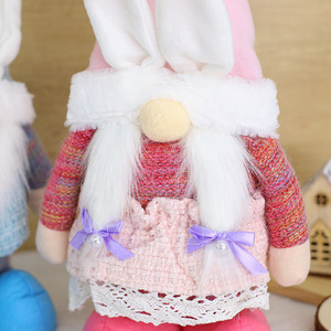 Knitted <b>Easter</b> Bunny Gnome Plush Tall Stretchable Leg Standing Rabbit Tomte for 2026 Spring Shelf Sitter Farmhouse Home Decor - Product Image 6
