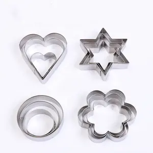 Best seller 12Pcs Stainless Steel Baking Biscuits Tools Dessert Cake Mold Geometric Shape Cookie Cutter