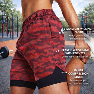 Shorts de sport pour hommes en laine vintage avec logo OEM, shorts de compression personnalisés, séchage rapide, shorts de course pour hommes, 5 pouces - Product Image 5