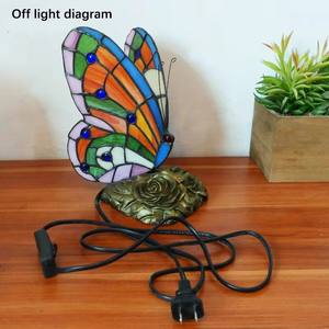 โคมไฟสไตล์อเมริกันชนบทแบบทิฟฟานี่ งานแฮนด์เมด ลายผีเสื้อ สำหรับตกแต่งบ้านและสำนักงาน โคมไฟอ่านหนังสือข้างเตียงแบบยืดหยุ่น ดีไซน์แปลกใหม่ - Product Image 2