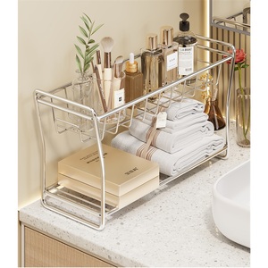 Meuble de salle de bain d'angle moderne avec étagère de rangement multifonction en alliage de zinc à côté de l'évier pour usage hôtelier - Product Image 3