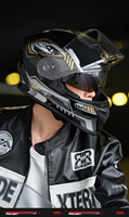 Casque de moto sportif intégral en ABS, design graphique personnalisé, équipement de protection pour la course à moto