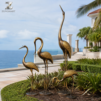 Escultura de Grulla de Bronce, Estatuas de Jardín para Exteriores, Arte de Aves y Animales de Tamaño Real, Decoración Personalizada para Parques, Césped, Villas y Paisajes, Fabricante