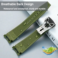 Bracelet de montre en caoutchouc Fkm à extrémité incurvée 21mm 22mm Bracelet de montre étanche pour LONGINES Conquest L3.790/890