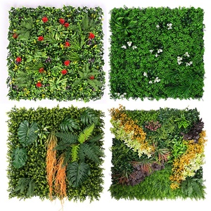 Panel de Pared de Plantas Artificiales de Material PE, Tamaño Personalizado, Fondo de <span class=keywords><strong>Hojas</strong></span> Verdes y Flores para Decoración de Exteriores de Centros Comerciales, Exportación - Product Image 3