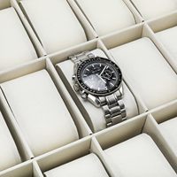 Pu Lederen Display Box Horloge Doos Doos 24 Slots Watch Box 24 Sleuven Grote Horloge Kast Glazen Top Zwart Display