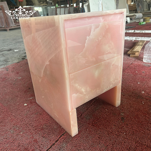 Plateaux en marbre onyx rose translucide sur mesure, design OEM, pour tables d'appoint, décoration intérieure de salon - Product Image 2