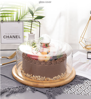 Couvercle Transparent en verre pour gâteau, pour affichage de poêles à gâteaux, avec plateau en bois de bambou, livraison directe, 12 pièces