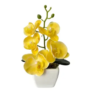 Factory Supply Artificial Phalaenopsis Flowers Potted Plants Butterfly Orchid Flower Home Decoration