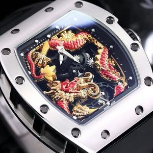 Montre mécanique de haute qualité avec mouvement automatique étanche, couleur noire et nouveau design de dragon sculpté - Product Image 5
