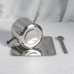 Juego de 3 Tazas de Café de Acero Inoxidable, Taza de Doble Pared Resistente al Calor con Platillo y Cuchara, Vajilla para Bebidas, Accesorios de Cocina y Cafetería - Product Image 5