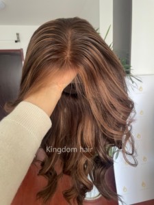 Perruque Lace Front avec Cheveux de Bébé, Cheveux Européens Remy, Mèches Caramel, Sans Colle et Nœuds Décolorés pour Femmes Souffrant de Perte de Cheveux - Product Image 5