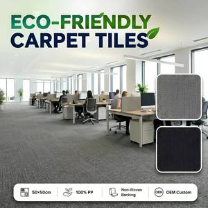 Modernas Baldosas de Moqueta <span class=keywords><strong>para</strong></span> Oficina sin Betún 50x50cm, Base No Tejida, Suelo Modular PP, OEM Personalizado, Gris Claro Carbón, Hogar, Golf - Product Image 1