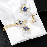 Vente flash Nouveauté européenne et américaine : Ensemble de boutons de manchette et broche de cravate, motif goutte d'huile maçonnique, style mode pour chemise française