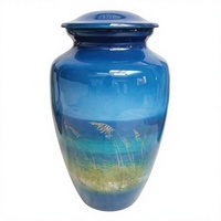 Urne funéraire en métal avec motif scène marine, urne à cendres pour proches, urne commémorative personnalisable, urne funéraire humaine pour la maison