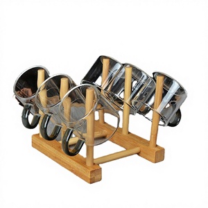 Supermarket Modern Sustainable Single Tier Bamboo Wooden Storage <b>Rack</b> Cup <b>Plate</b> Display Organizer Drainage Easy Standing - Product Image 3
