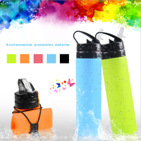Bouteille d'eau pliable Portable en Silicone avec Logo personnalisé, marque privée, pour Sports de plein air, 600ml