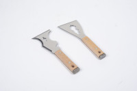 Outil de construction multifonctionnel, grattoir à lame en acier inoxydable dentelée pour le collage de plaques de plâtre, avec manche en bois de hêtre et ouvre-bouteille