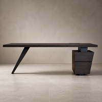 Bureau de direction moderne en bois d'ingénierie fumé avec tiroir de rangement pour bureau à domicile ou hôtel