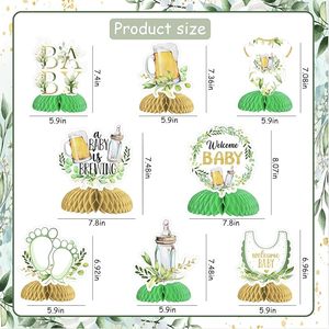 Décorations <span class=keywords><strong>de</strong></span> Baby Shower Thème 'Baby Brewing' et 'Beer' avec Verdure, 8 Pièces <span class=keywords><strong>de</strong></span> Centres <span class=keywords><strong>de</strong></span> Table en Papier Nid d'Abeille, pour Intérieur/Extérieur, Fête <span class=keywords><strong>de</strong></span> Révélation du Sexe - Product Image 4