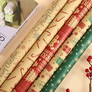 Woodland quà tặng giáng sinh giấy gói cho bông tuyết biểu tượng tùy chỉnh trống đóng gói giấy in Tissue kraft giấy