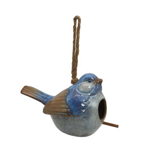 8 inç reçine yuvarlak taş şekilli Birdhouse ahşap etkisi Polyresin Birdhouse - Product Image 5