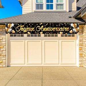 Striscione in Tessuto '<span class=keywords><strong>Buon</strong></span> <span class=keywords><strong>Compleanno</strong></span>' in Francese per Decorazioni Interne ed Esterne, Tavolo da Giardino, Parete, 265 X 35 cm - Product Image 6